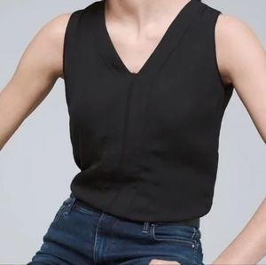 Black sleeveless v-neck blouse from White House Black Market (WHBM)